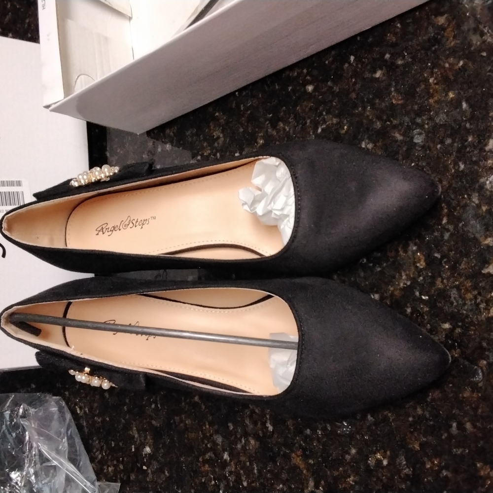 WS24- Buy 2prs🥿/$15.00 - Women Angel Steps Blk Spike Heels - sz 9.5 - Picture 4 of 12